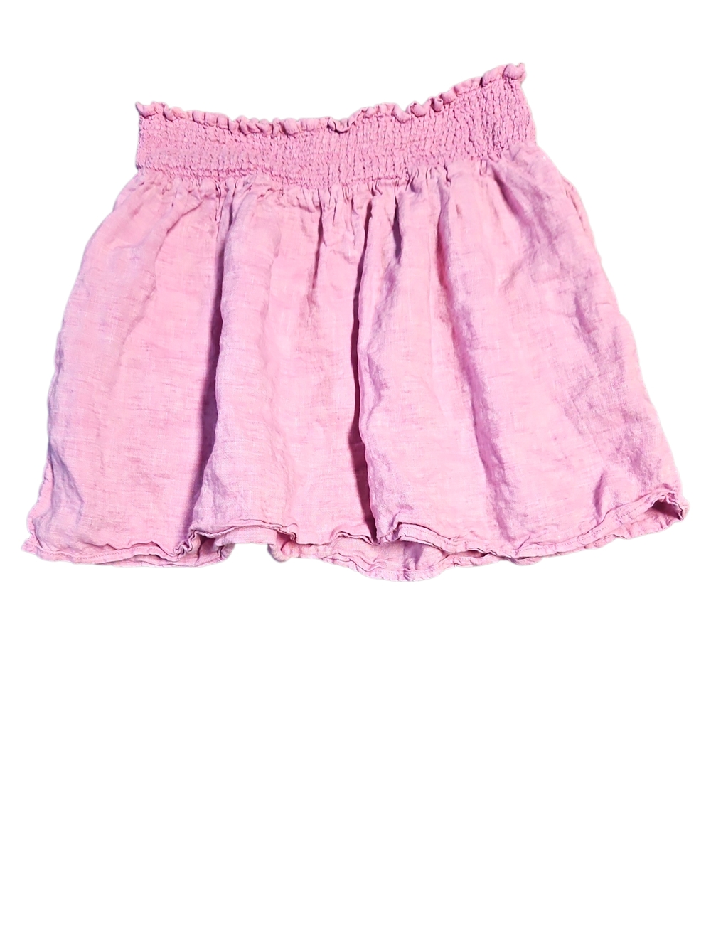 Cynthia Rowley Pink Linen Smocked Waist Mini Skirt Size Large